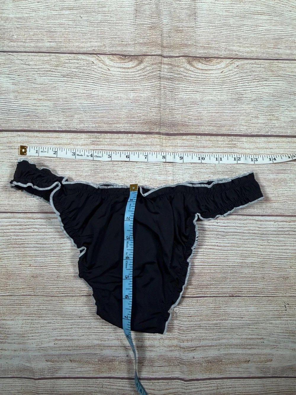 Frankie's Bikinis by PINK Black Bikini Bottom with White Trim and Bow